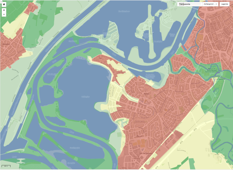 (Roermond) Het politiebureau aan de Andersonweg ligt in een gebied zonder normering! Naast Herten ligt een een nieuwbouwwijk, richting de Oolderplas, met een normering van 1:25 (akkerland).